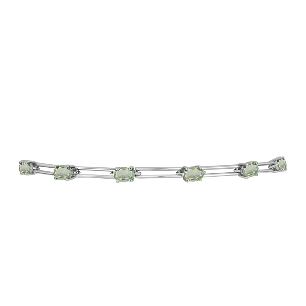 Pulseira de Prata com Ametista Verde Contraste: Cabeca de Veado (800)