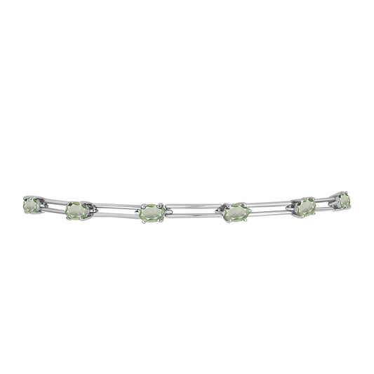 Pulseira de Prata com Ametista Verde Contraste: Cabeca de Veado (800)