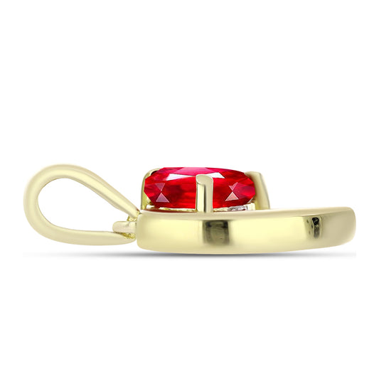 Pendente de Prata com Banho de Ouro com Ágata Vermelha e Topázio Branco