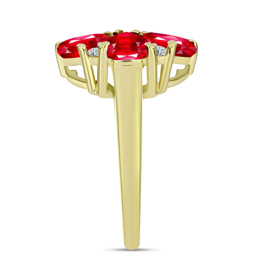 Anel de Prata com Banho de Ouro com Ágata Vermelha e Topázio Branco Contraste: Cabeca de Veado (800)