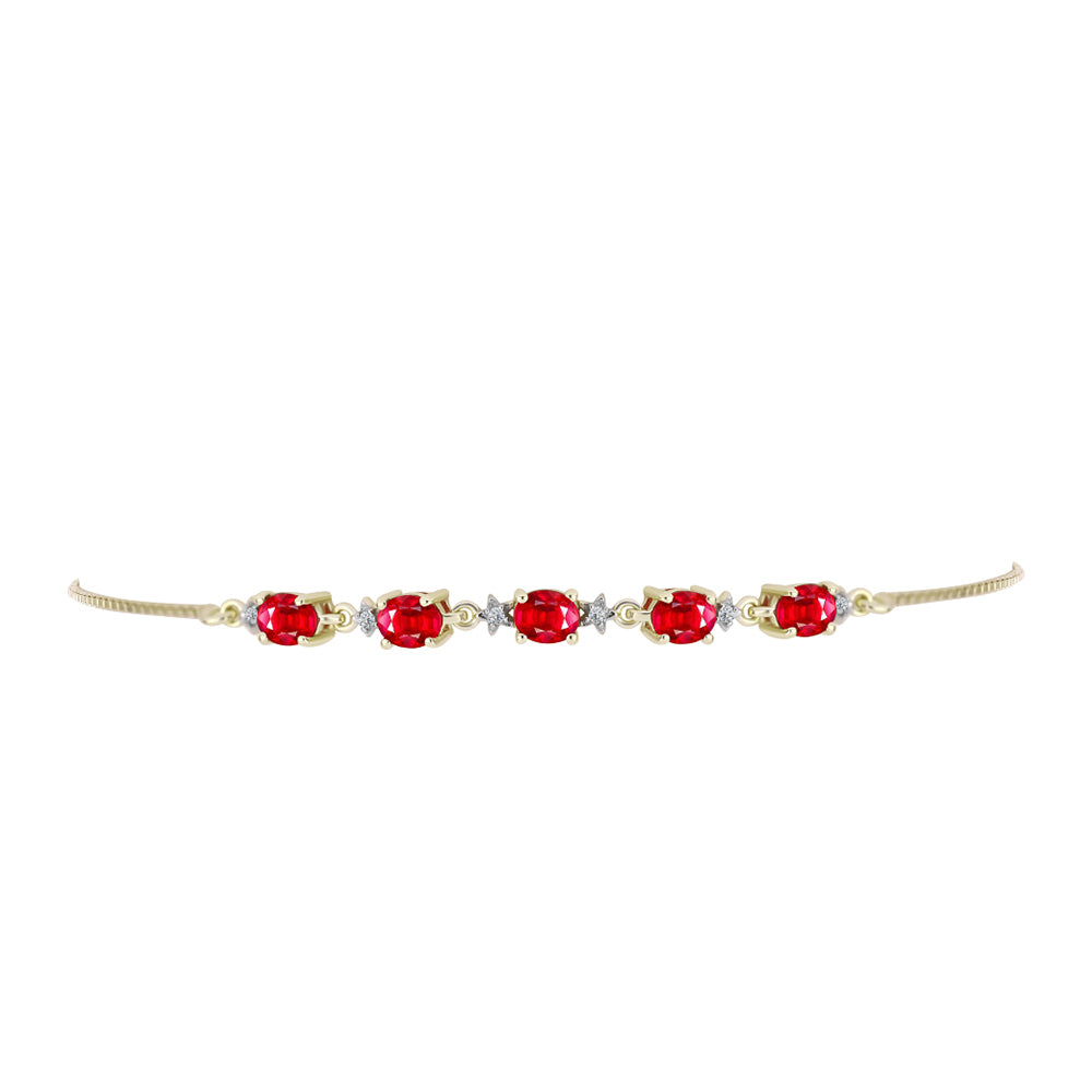 Pulseira de Prata com Banho de Ouro com Ágata Vermelha e Topázio Branco Contraste: Cabeca de Veado (800)