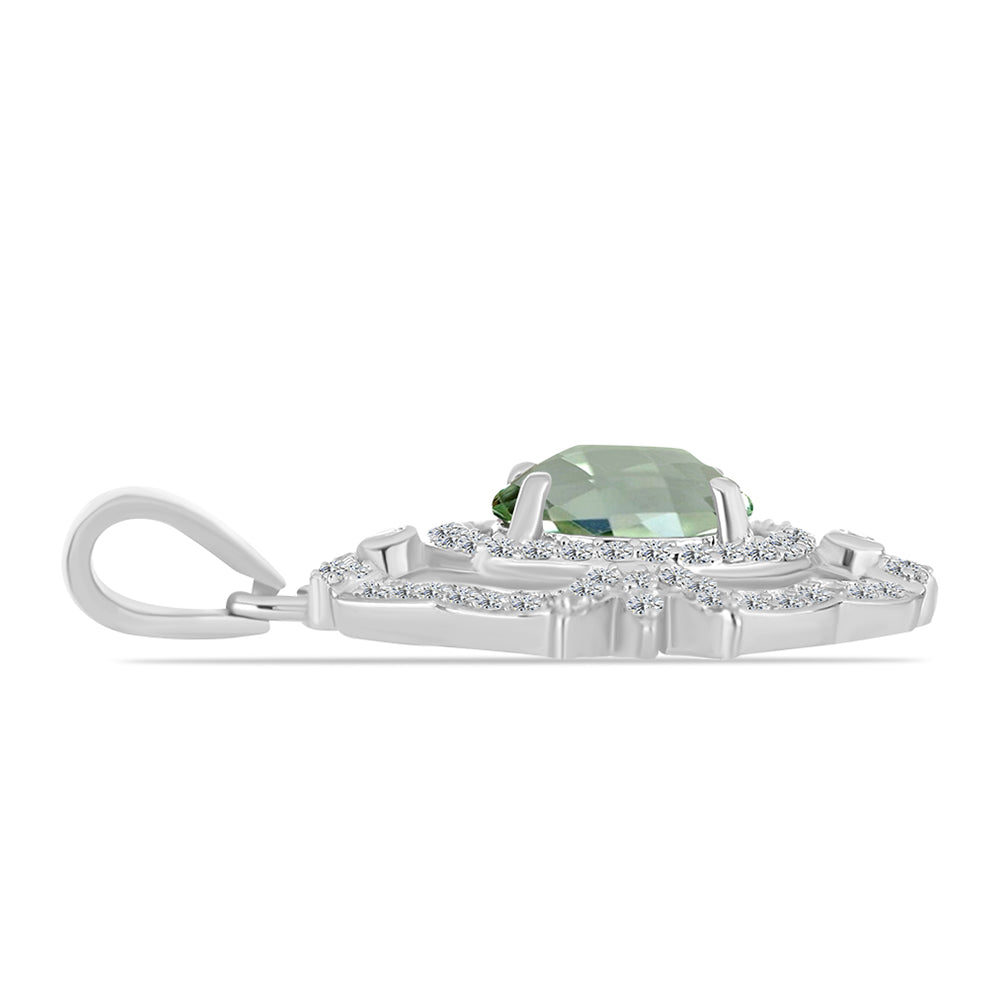 Pendente de Prata com Ametista Verde e Topázio Branco
