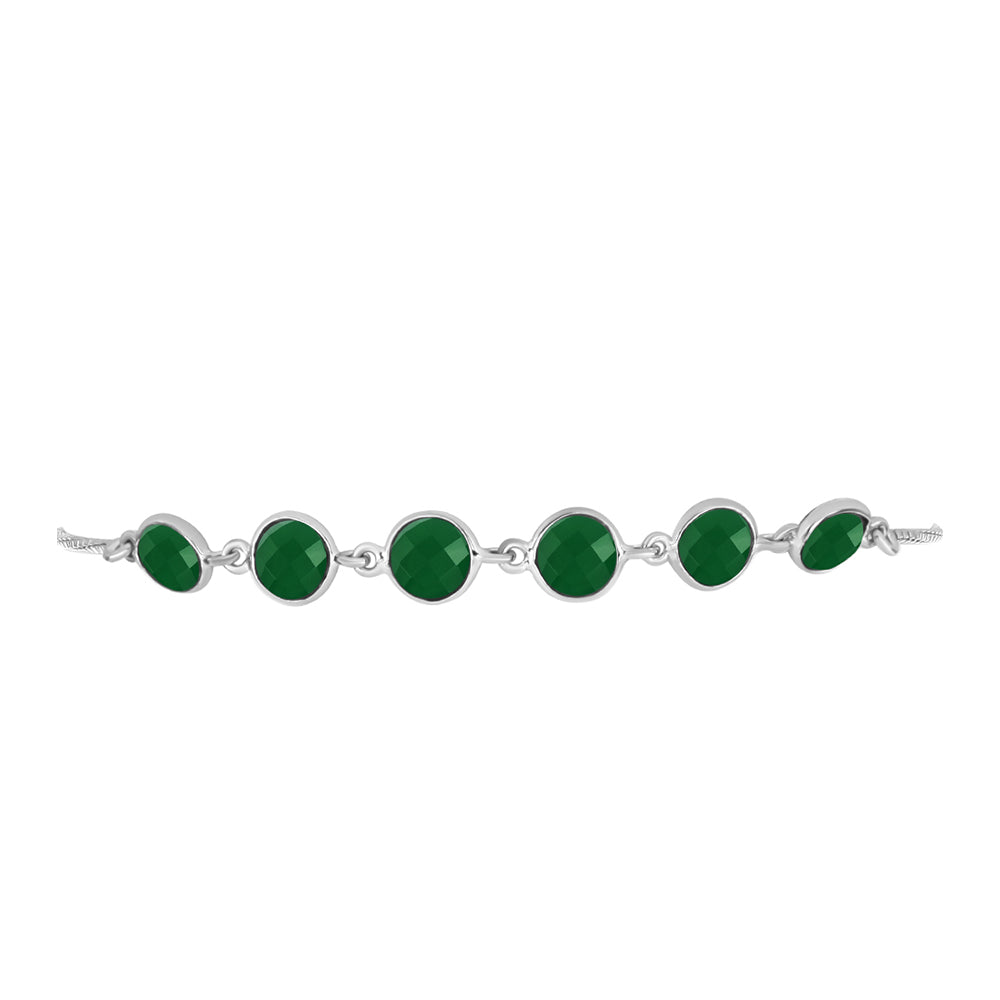 Pulseira de Prata com Calcedônia Verde