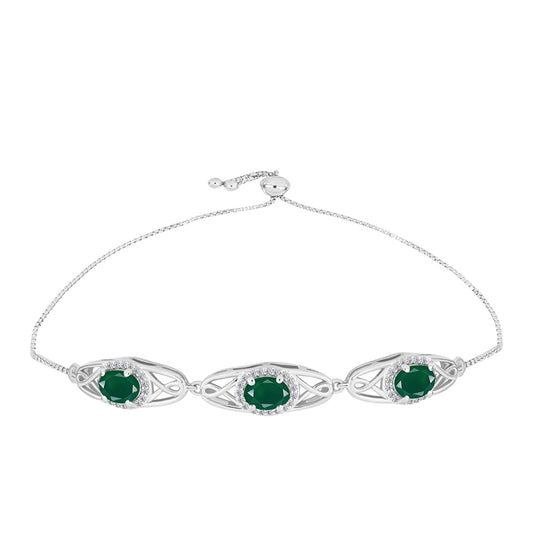 Pulseira de Prata com Ágata Verde de Spruce Pine e Topázio Branco Contraste: Cabeca de Veado (800)