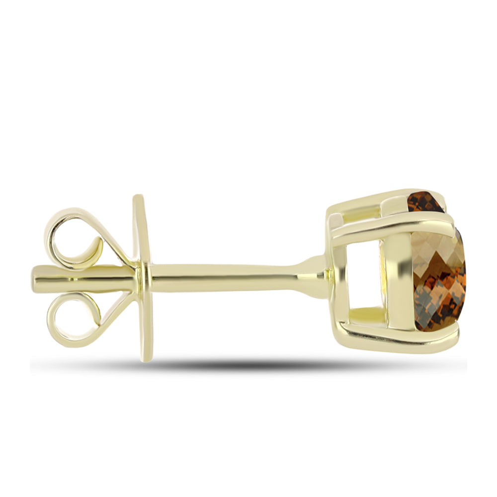 Brincos de Prata com Banho de Ouro com Quartzo Cognac