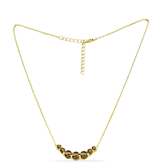 Colar de Prata com Banho de Ouro com Quartzo Cognac Contraste: Cabeca de Veado (800)
