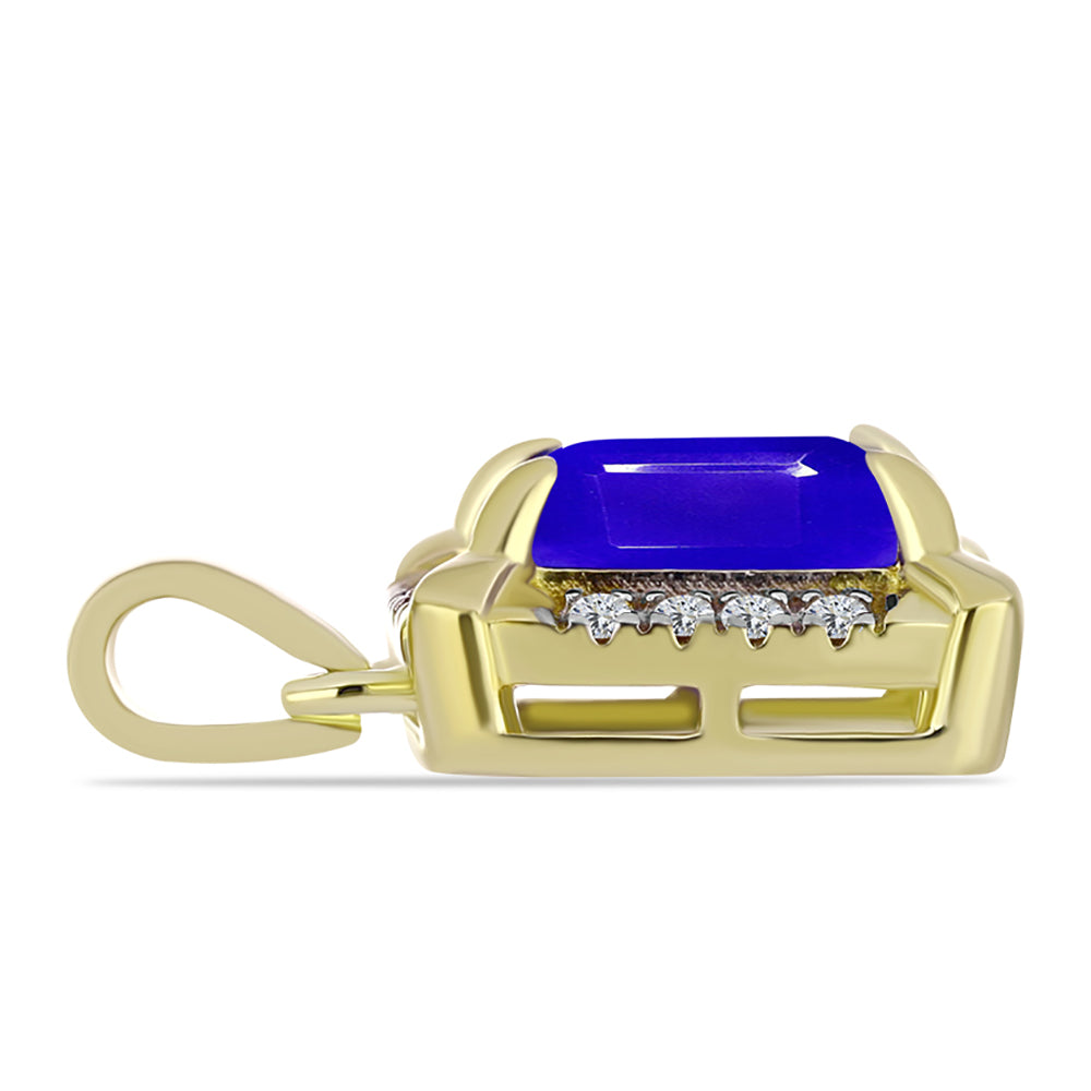 Pendente de Prata com Banho de Ouro com Ágata Azul e Topázio Branco