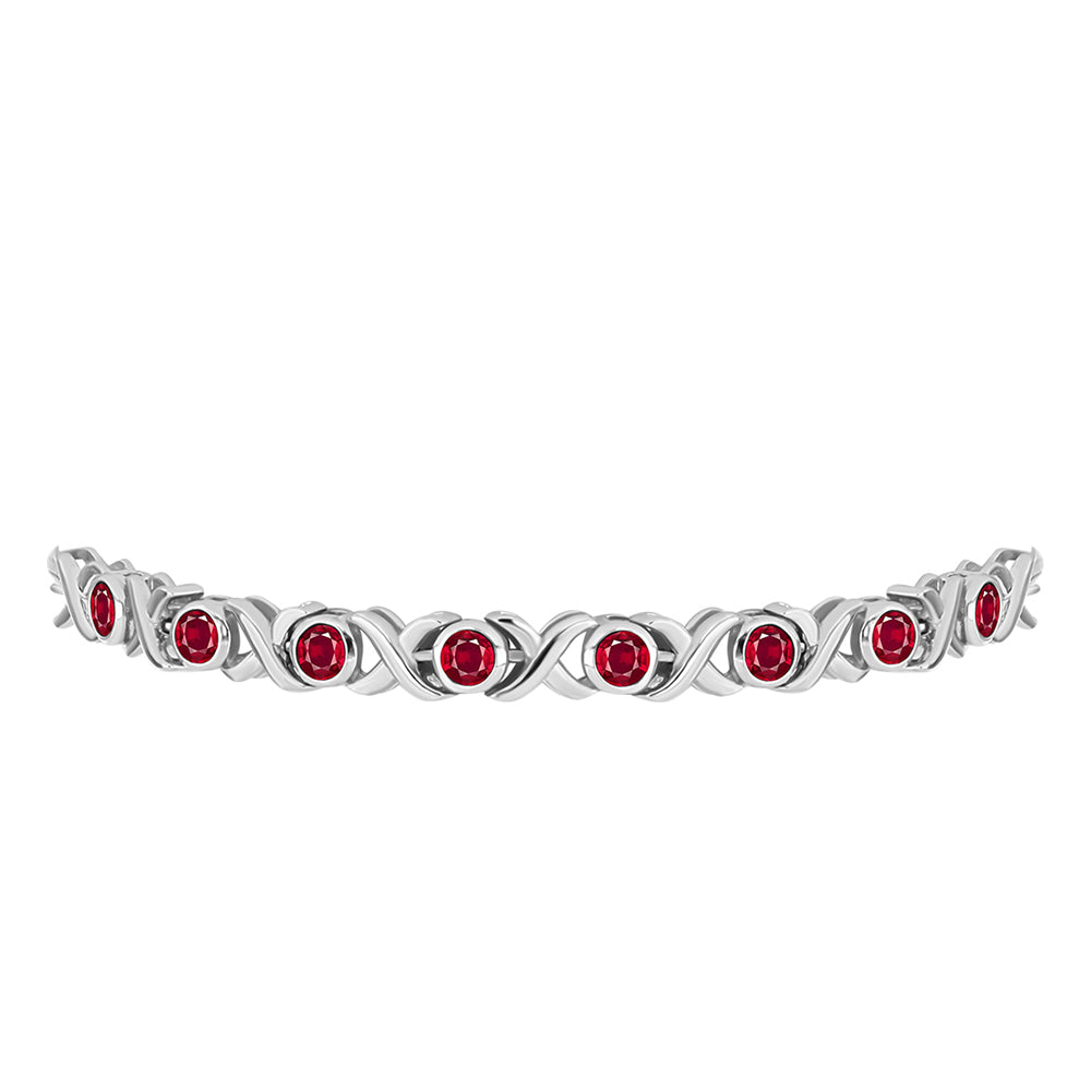 Pulseira de Prata com Rubi de Madagáscar Contraste: Cabeca de Veado (800)