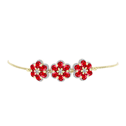 Pulseira de Prata com Banho de Ouro com Ágata Vermelha e Topázio Branco Contraste: Cabeca de Veado (800)