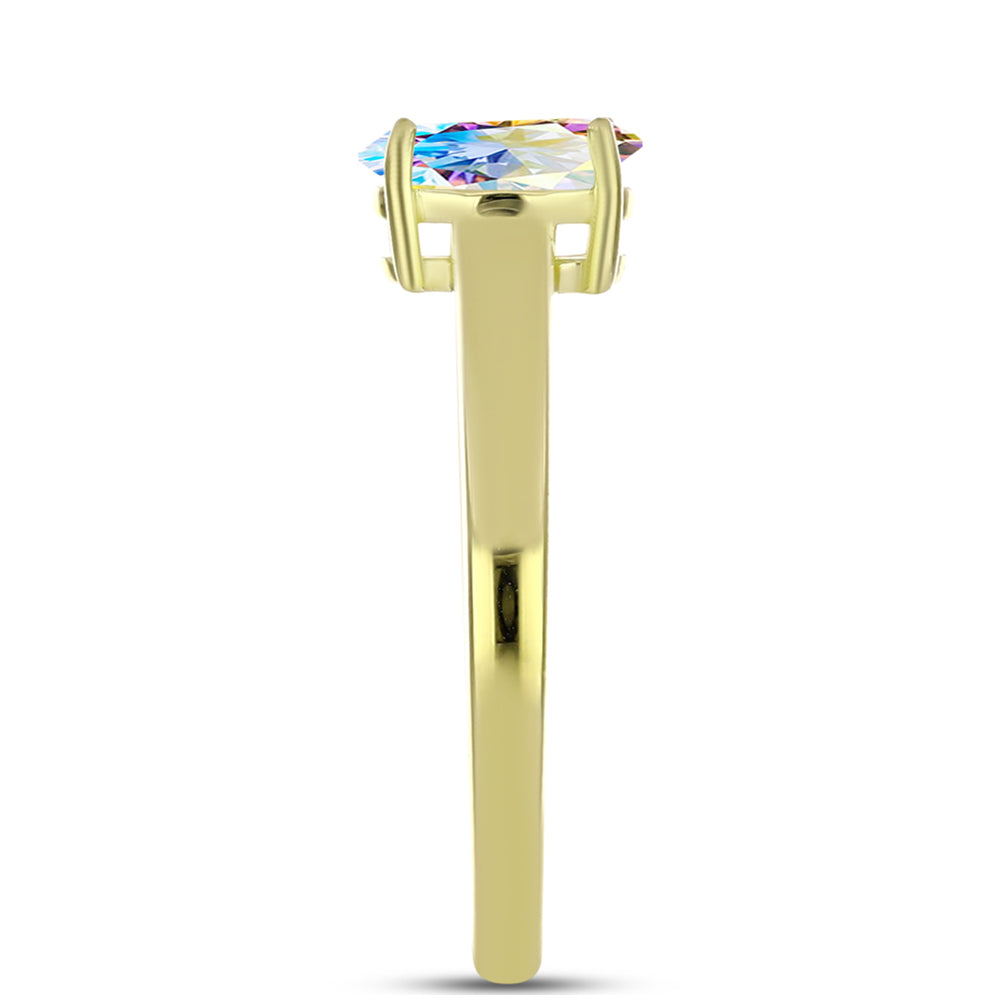 Anel de Prata com Banho de Ouro com Moissanite efeito gelo