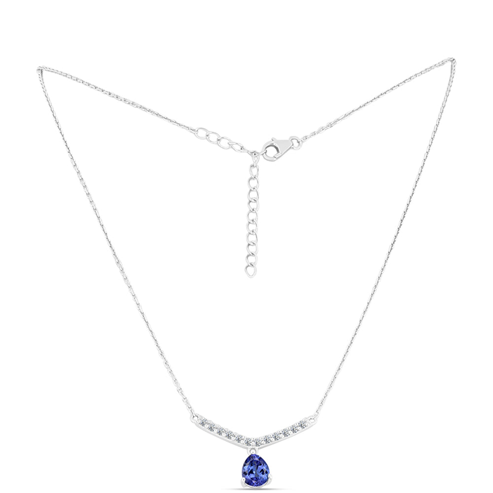 Colar de Prata com Tanzanite e Topázio Branco Contraste: Cabeca de Veado (800)