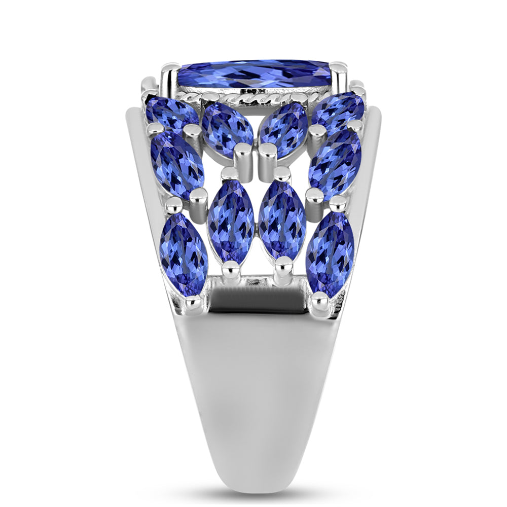 Anel de Prata com Tanzanite Contraste: Cabeca de Veado (800)