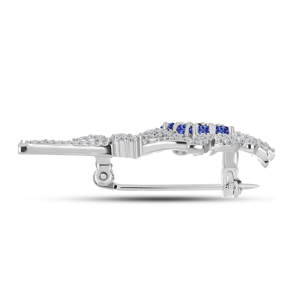Alfinete de Prata com Tanzanite e Topázio Branco Contraste: Cabeca de Veado (800)