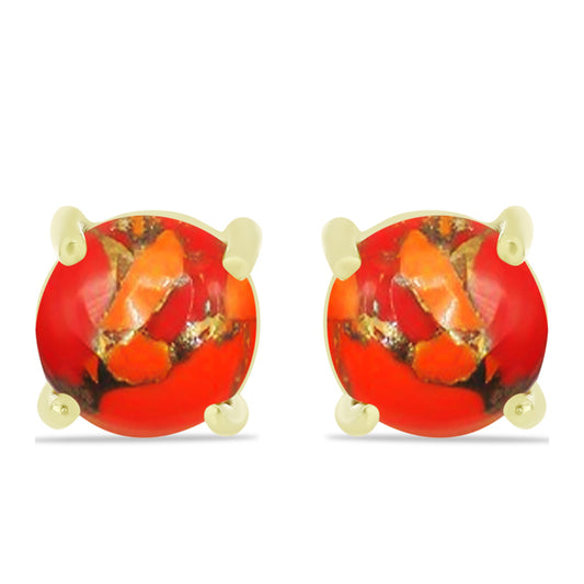 Brincos de Prata com Banho de Ouro com Turquesa de Mohave