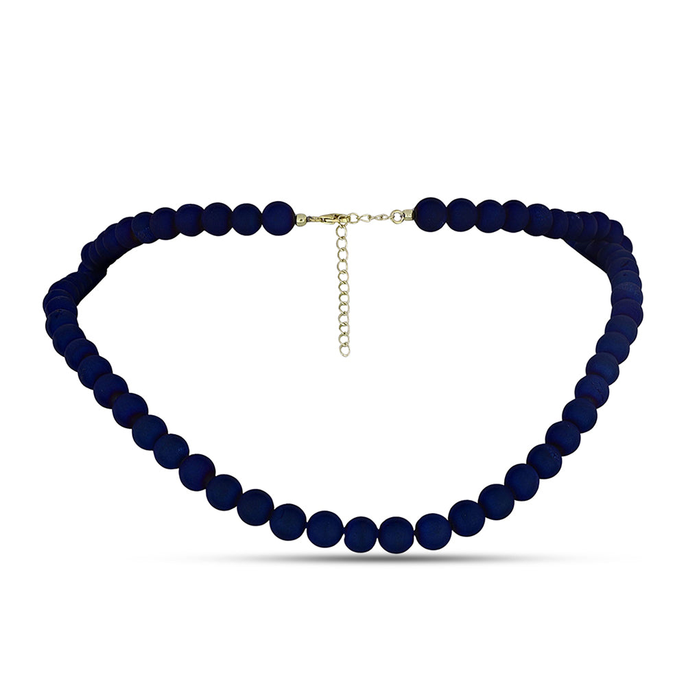 Colar de Prata com Banho de Ouro com Drusy Azul