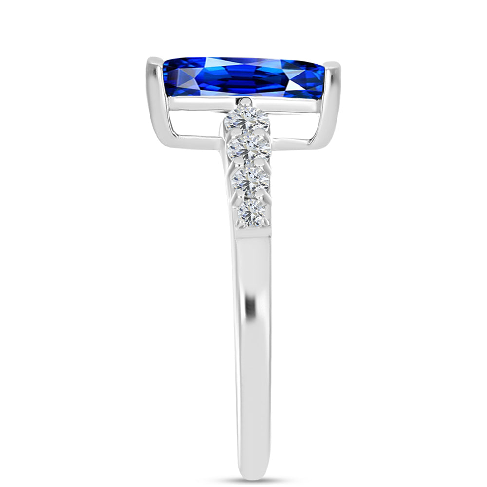 Anel de Prata com Safira Azul Australiana e Topázio Branco
