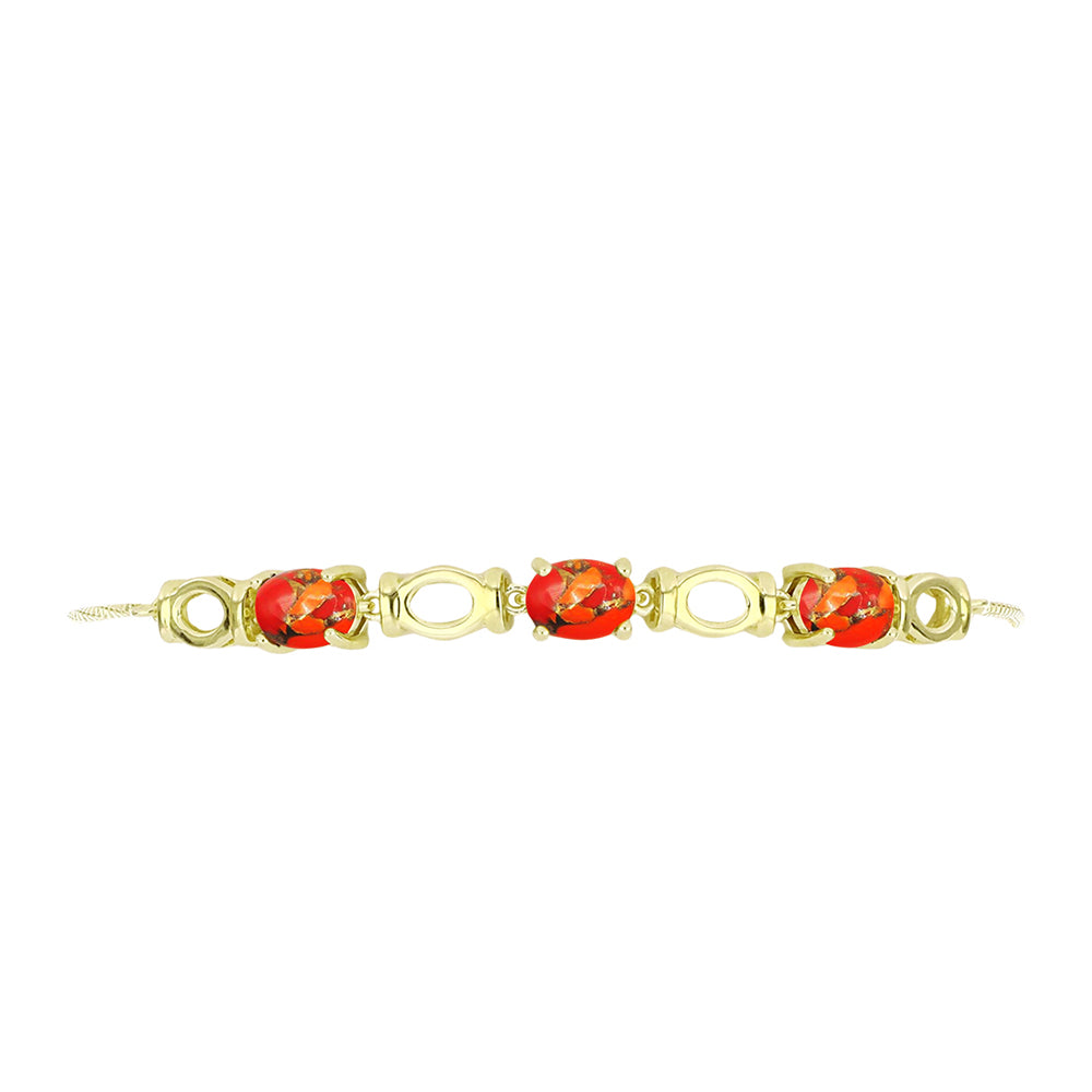 Pulseira de Prata com Banho de Ouro com Turquesa de Mohave Contraste: Cabeca de Veado (800)