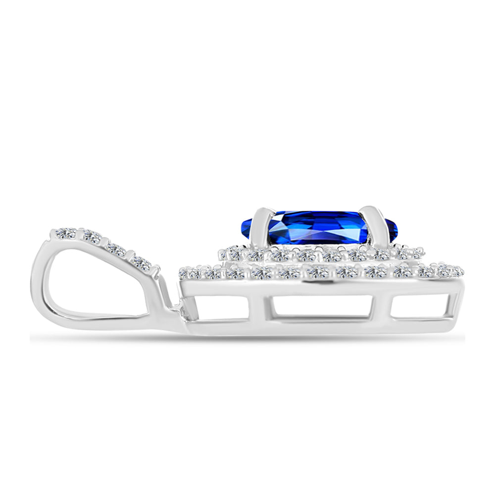 Pendente de Prata com Safira Azul Australiana e Topázio Branco