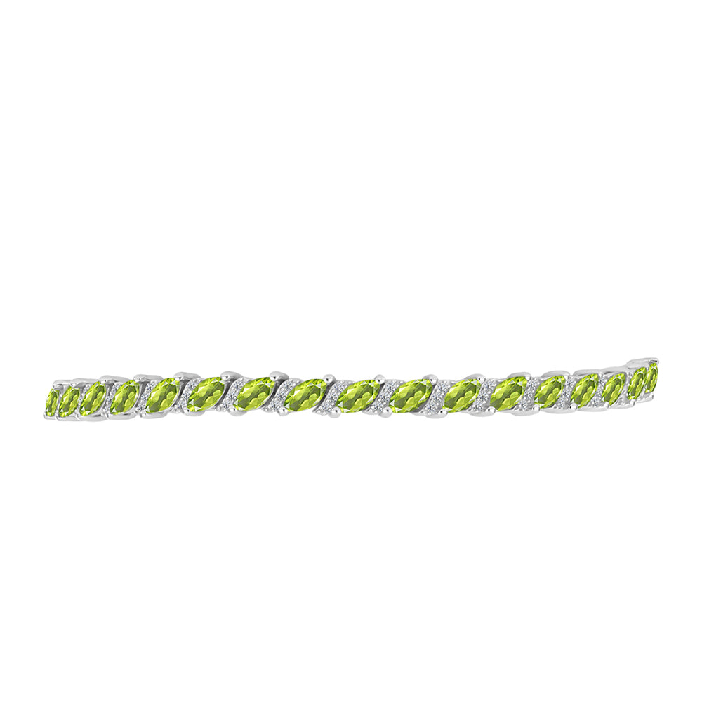 Pulseira de Prata com Peridoto de Changbai e Topázio Branco Contraste: Cabeca de Veado (800)