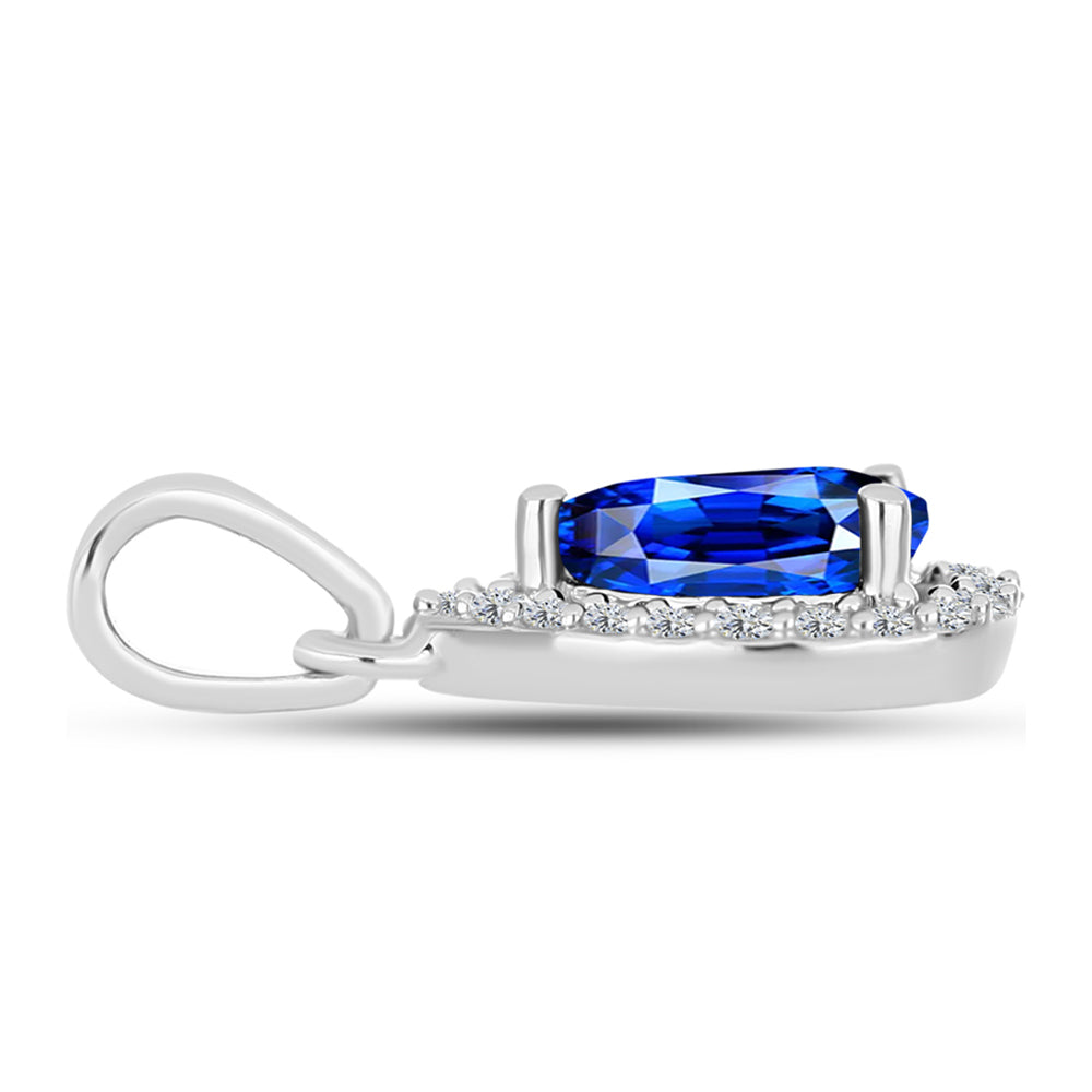 Pendente de Prata com Safira Azul Australiana e Topázio Branco