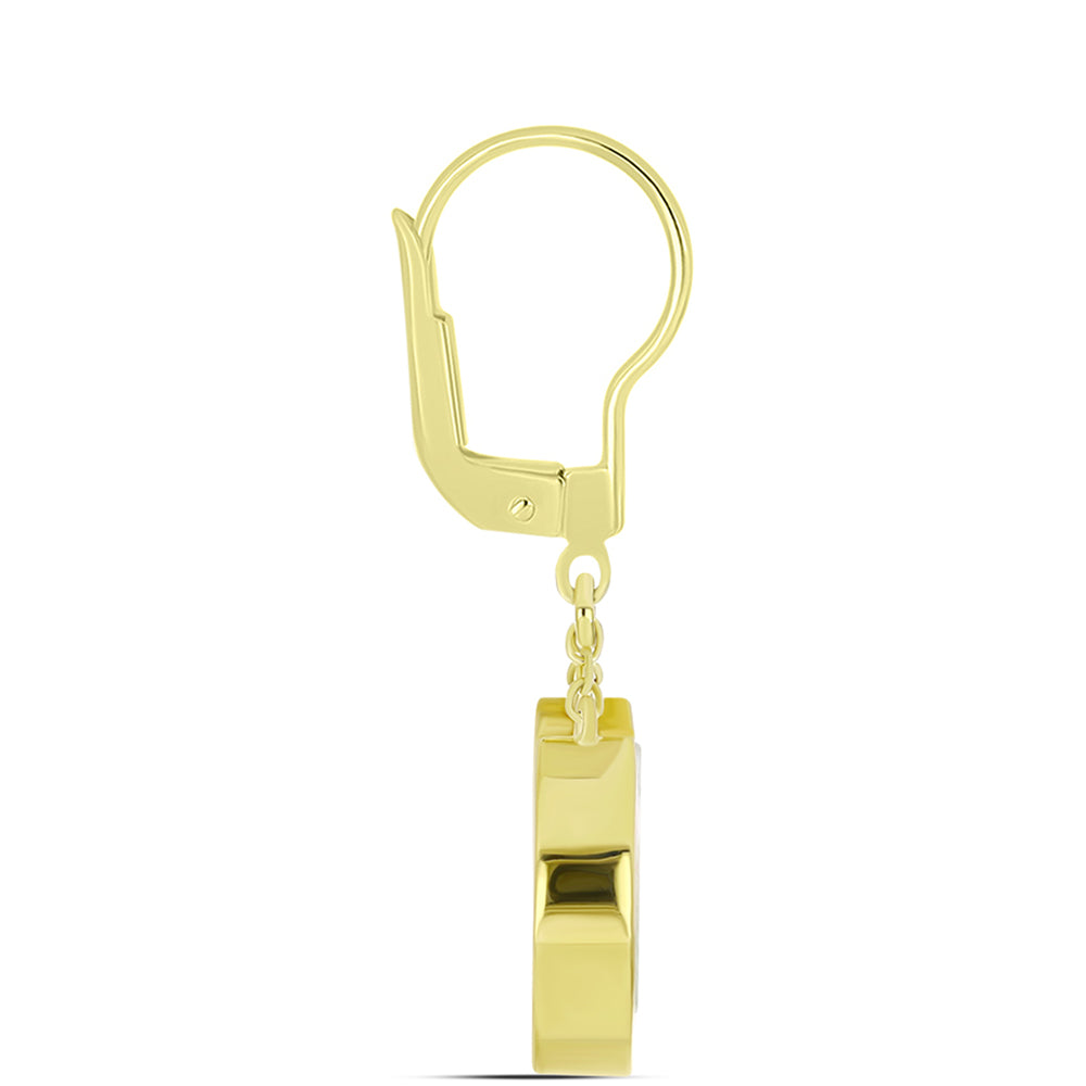 Brincos de Prata com Banho de Ouro com Mãe de Pérola Contraste: Cabeca de Veado (800)