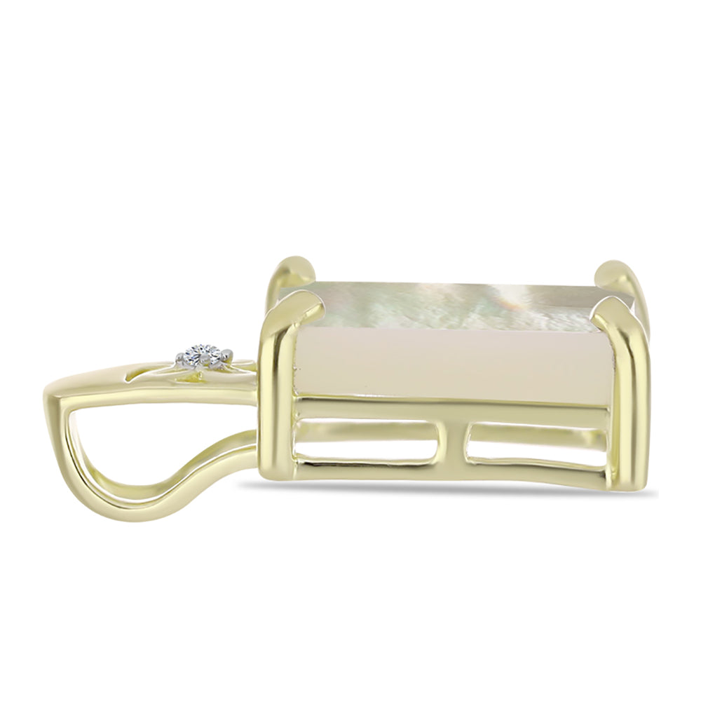 Pendente de Prata com Banho de Ouro com Mãe de Pérola e Topázio Branco