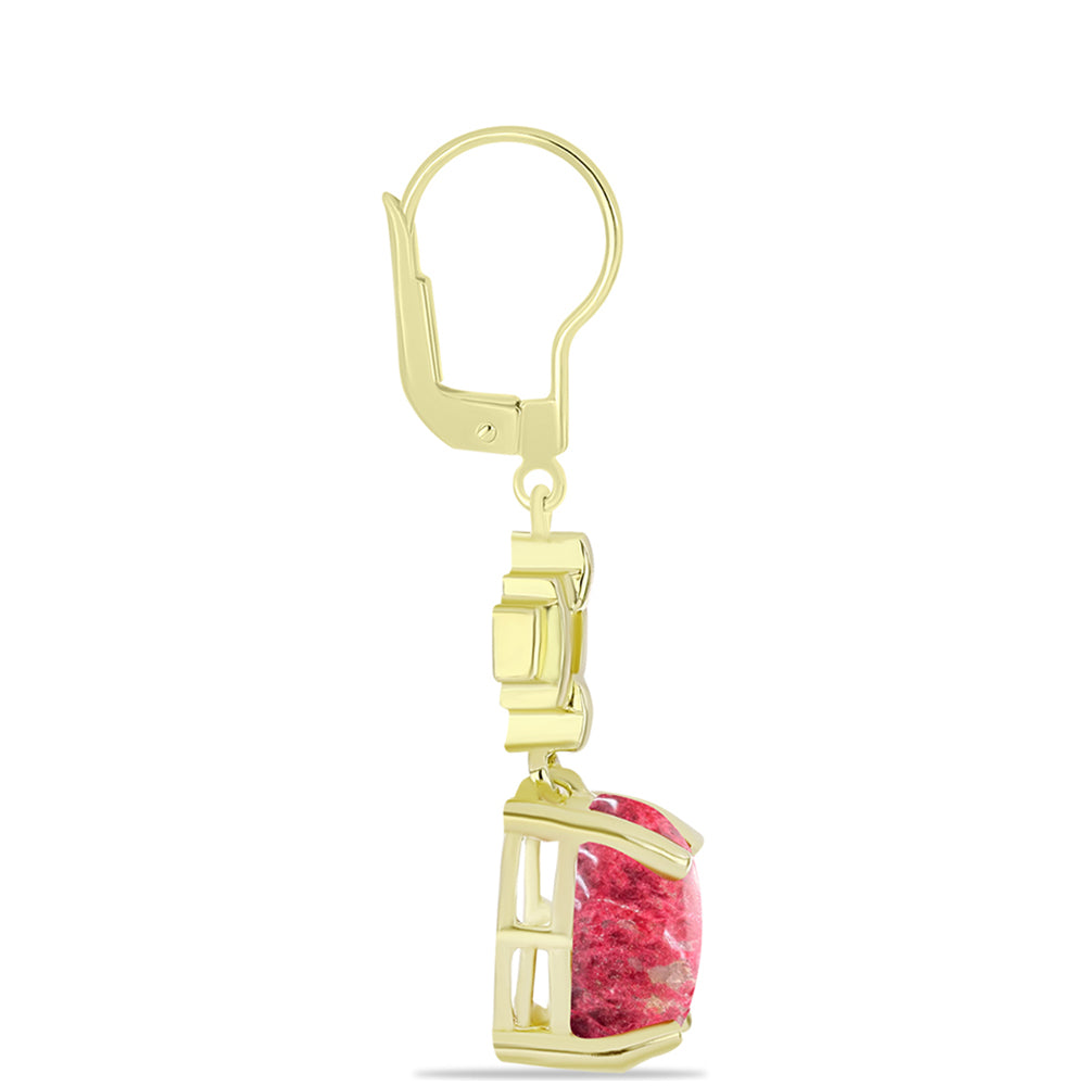 Brincos de Prata com Banho de Ouro com Thulite