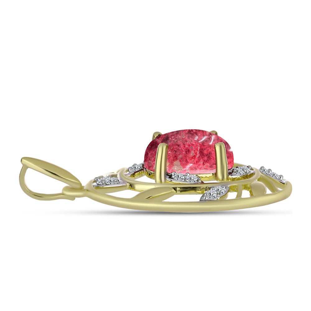 Pendente de Prata com Banho de Ouro com Thulite e Topázio Branco