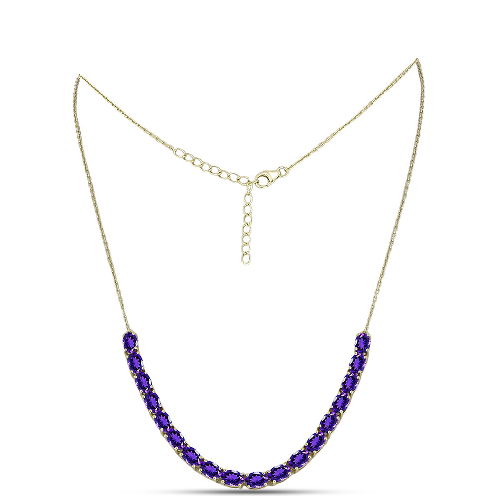 Colar de Prata com Banho de Ouro com Ametista de Marrocos Contraste: Cabeca de Veado (800)