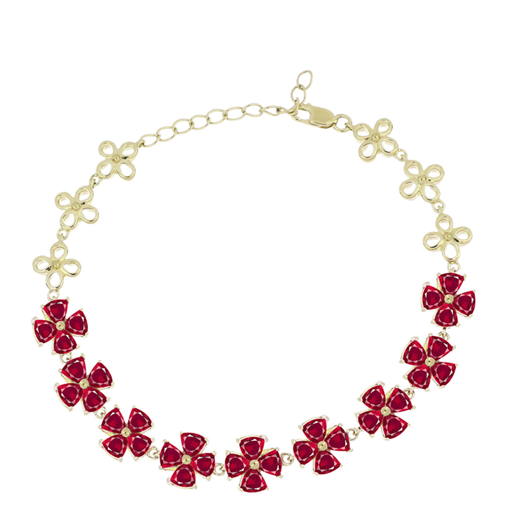Pulseira de Prata com Banho de Ouro com Rubi de Madagáscar Contraste: Cabeca de Veado (800)