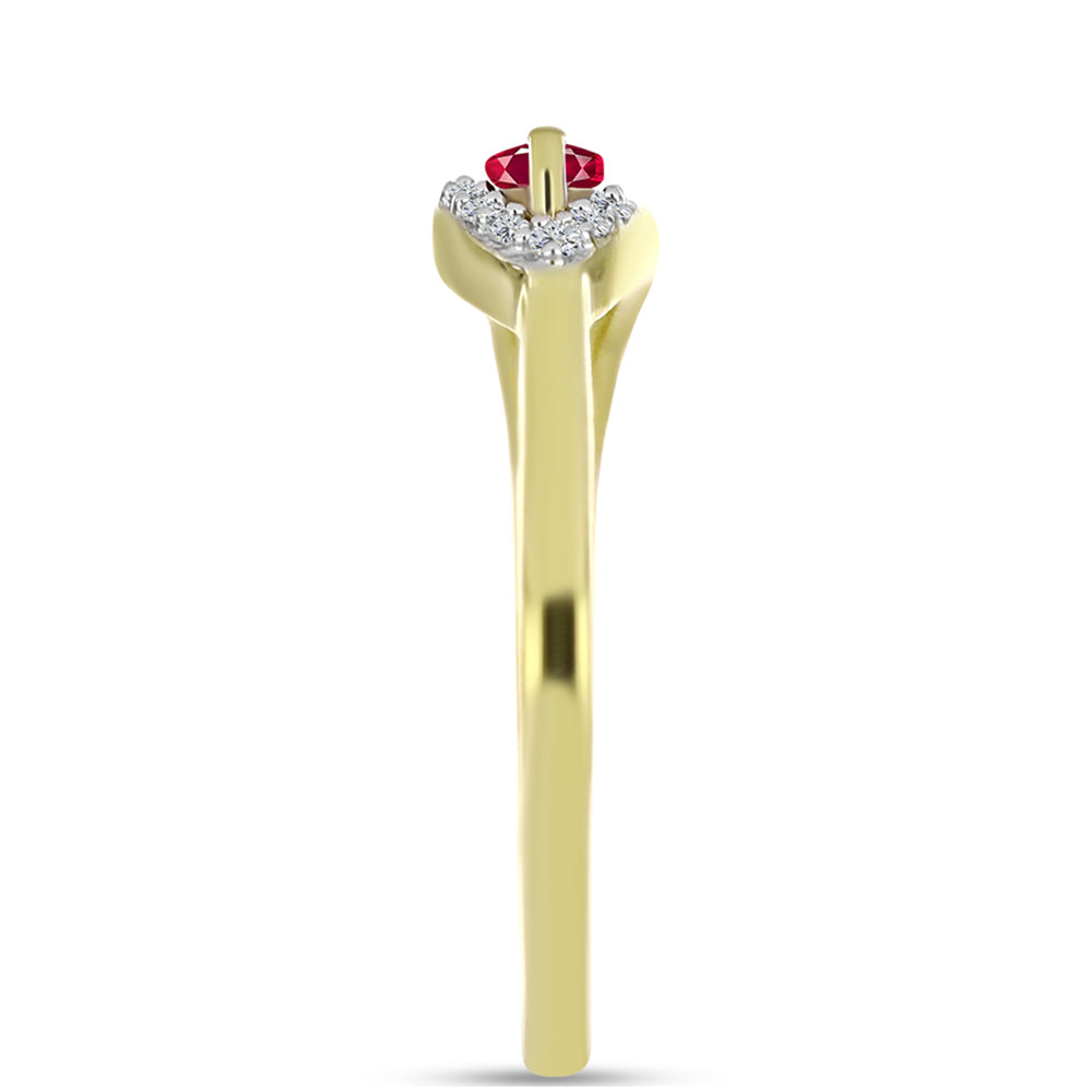 Anel de Prata com Banho de Ouro com Rubi de Madagáscar e Topázio Branco