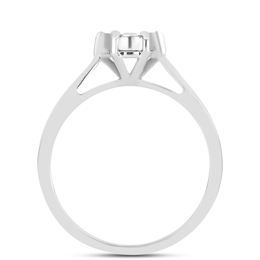 Anel de Prata com Diamante Branco
