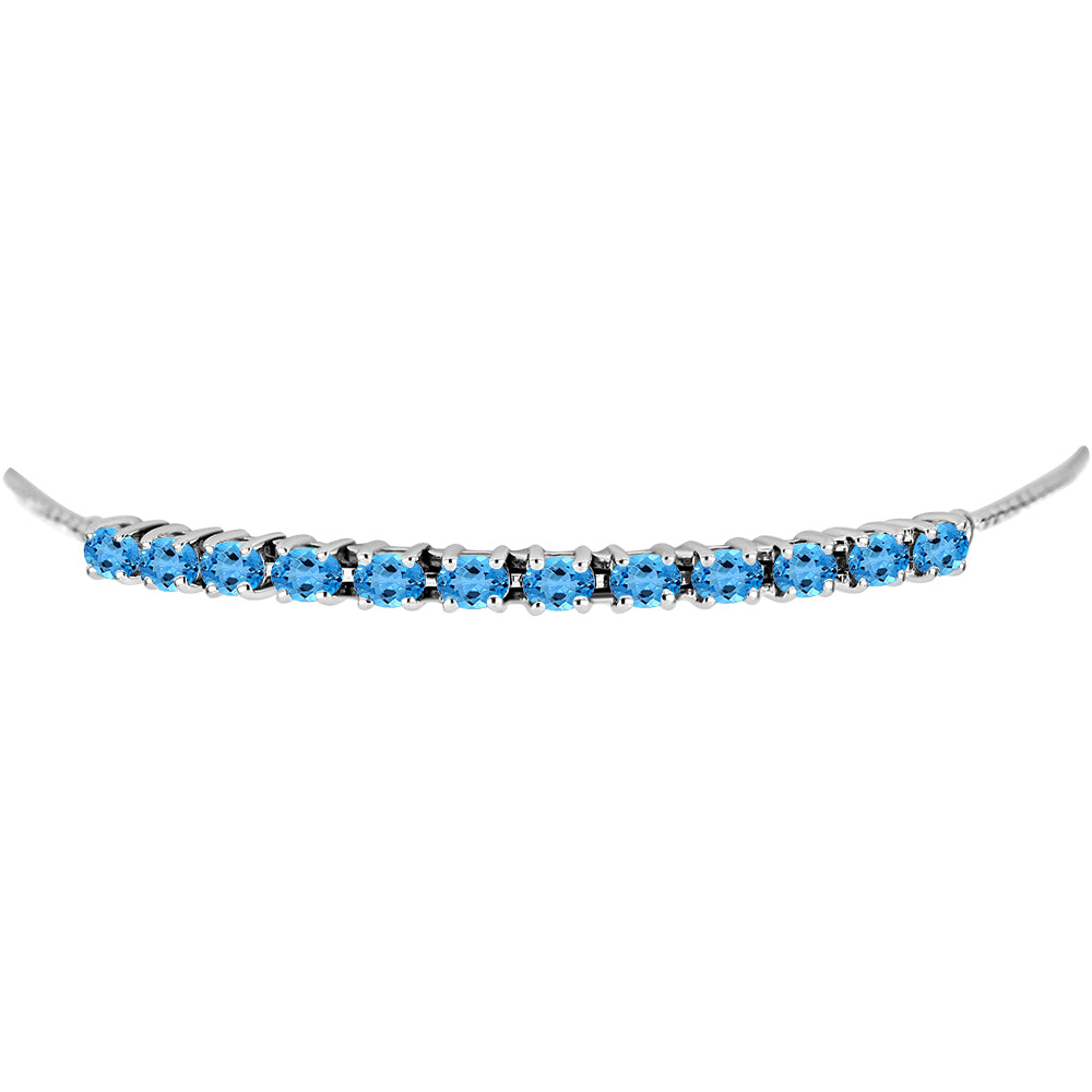 Pulseira de Prata com Topázio Azul da Suiça Contraste: Cabeca de Veado (800)