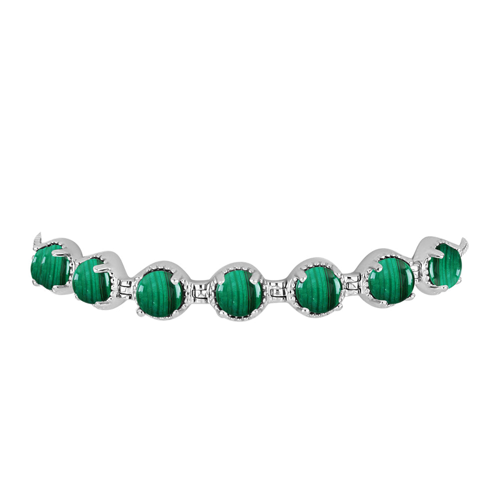 Pulseira de Prata com Malaquita Contraste: Cabeca de Veado (800)