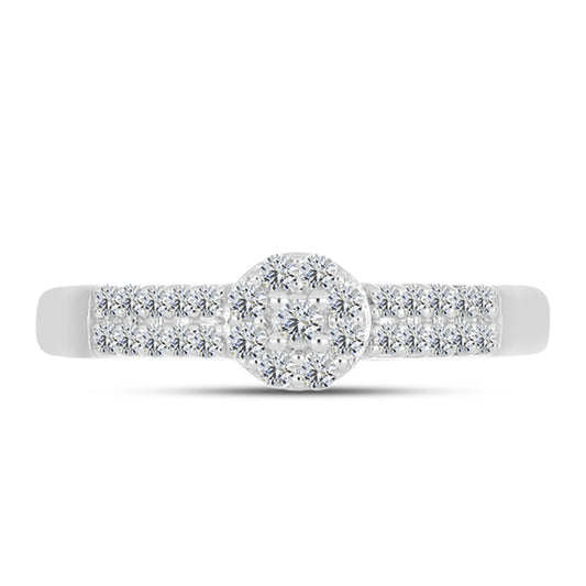 Anel de Prata com Diamante Branco