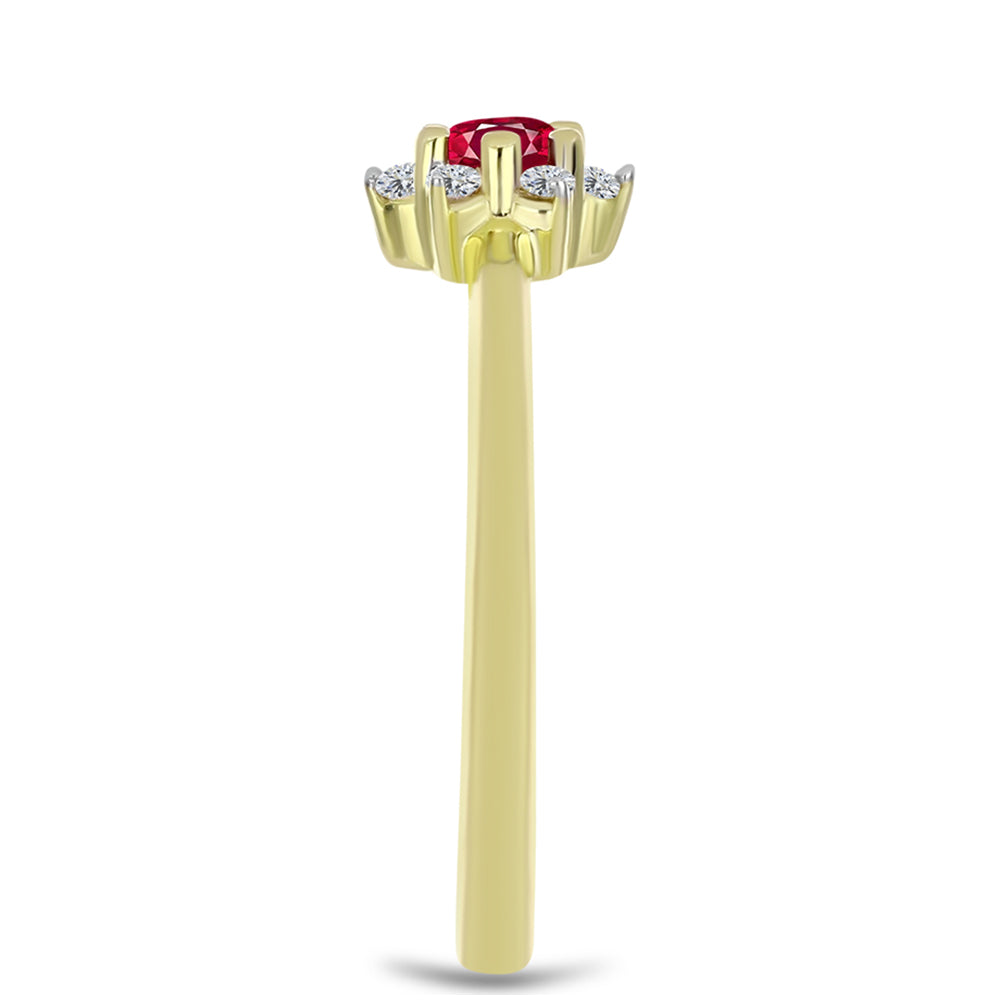 Anel de Prata com Banho de Ouro com Rubi de Madagáscar e Topázio Branco