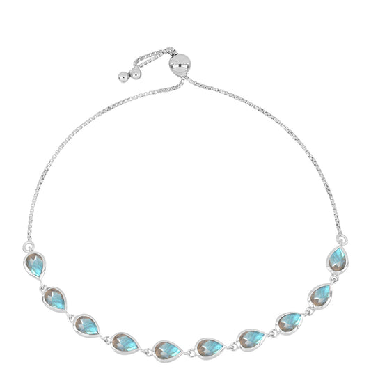 Pulseira de Prata com Labradorite de Gullgruvene Contraste: Cabeca de Veado (800)