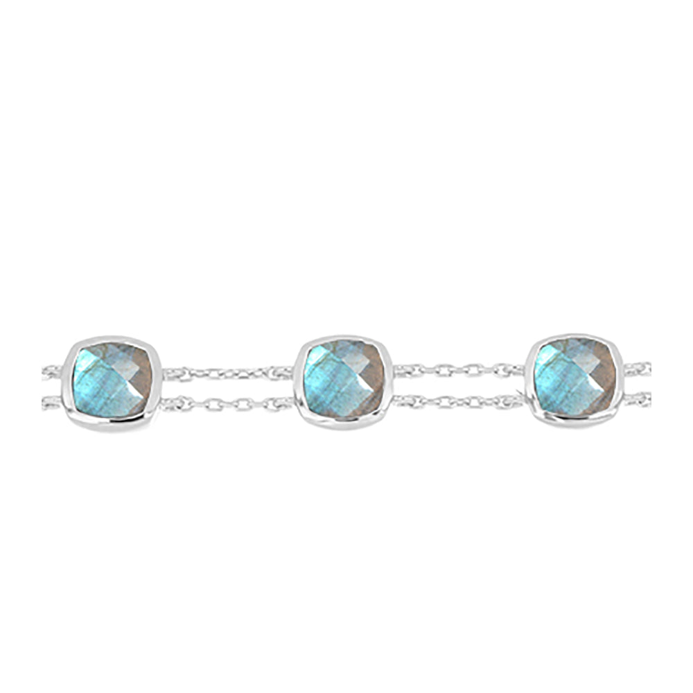 Pulseira de Prata com Labradorite de Gullgruvene Contraste: Cabeca de Veado (800)