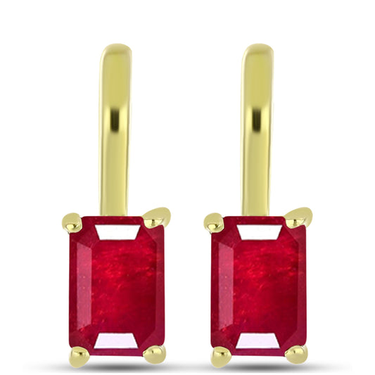 Brincos de Prata com Banho de Ouro com Rubi de Madagáscar