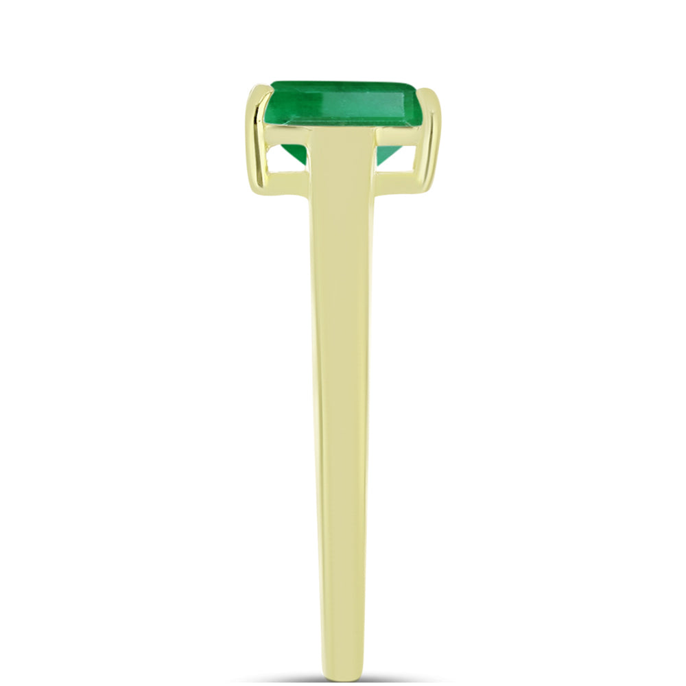 Anel de Prata com Banho de Ouro com Esmeralda do Brasil