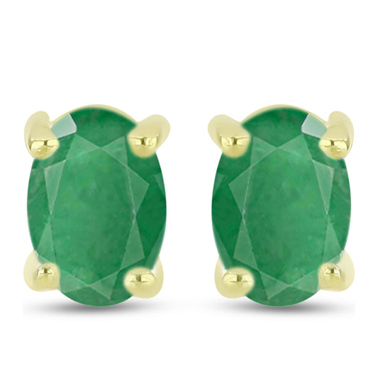 Brincos de Prata com Banho de Ouro com Esmeralda do Brasil