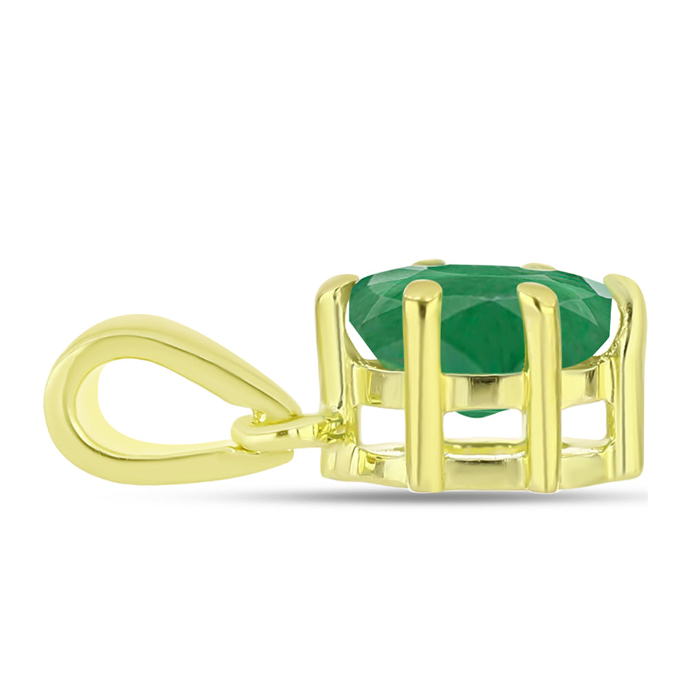 Pendente de Prata com Banho de Ouro com Esmeralda do Brasil