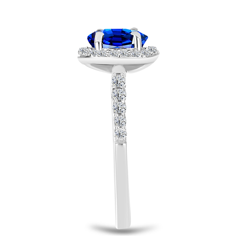 Anel de Prata com Safira Azul Australiana e Topázio Branco