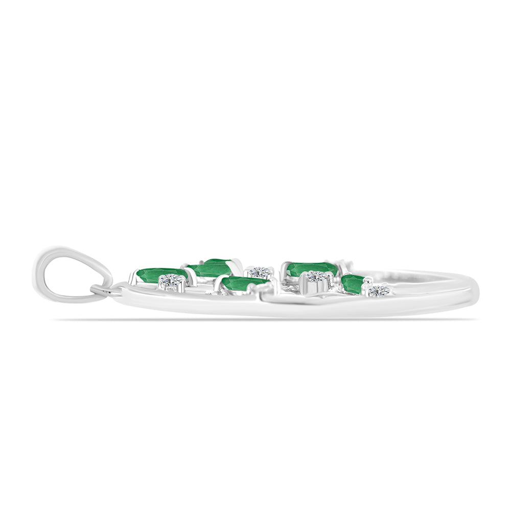 Pendente de Prata com Esmeralda do Brasil e Topázio Branco Contraste: Cabeca de Veado (800)