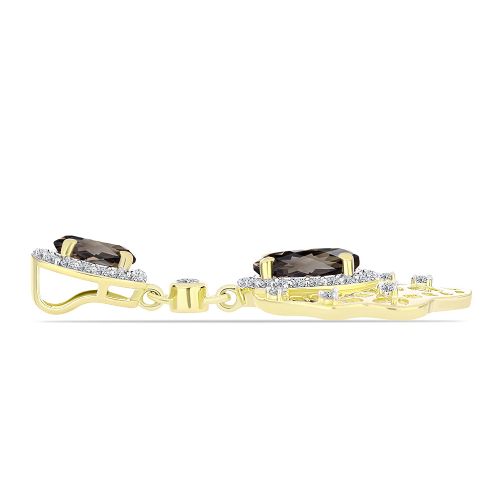 Pendente de Prata com Banho de Ouro com Quartzo Fumado de Gondo e Topázio Branco Contraste: Cabeca de Veado (800)