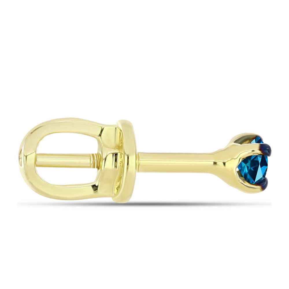 Brincos de Prata com Banho de Ouro com Diamante Azul