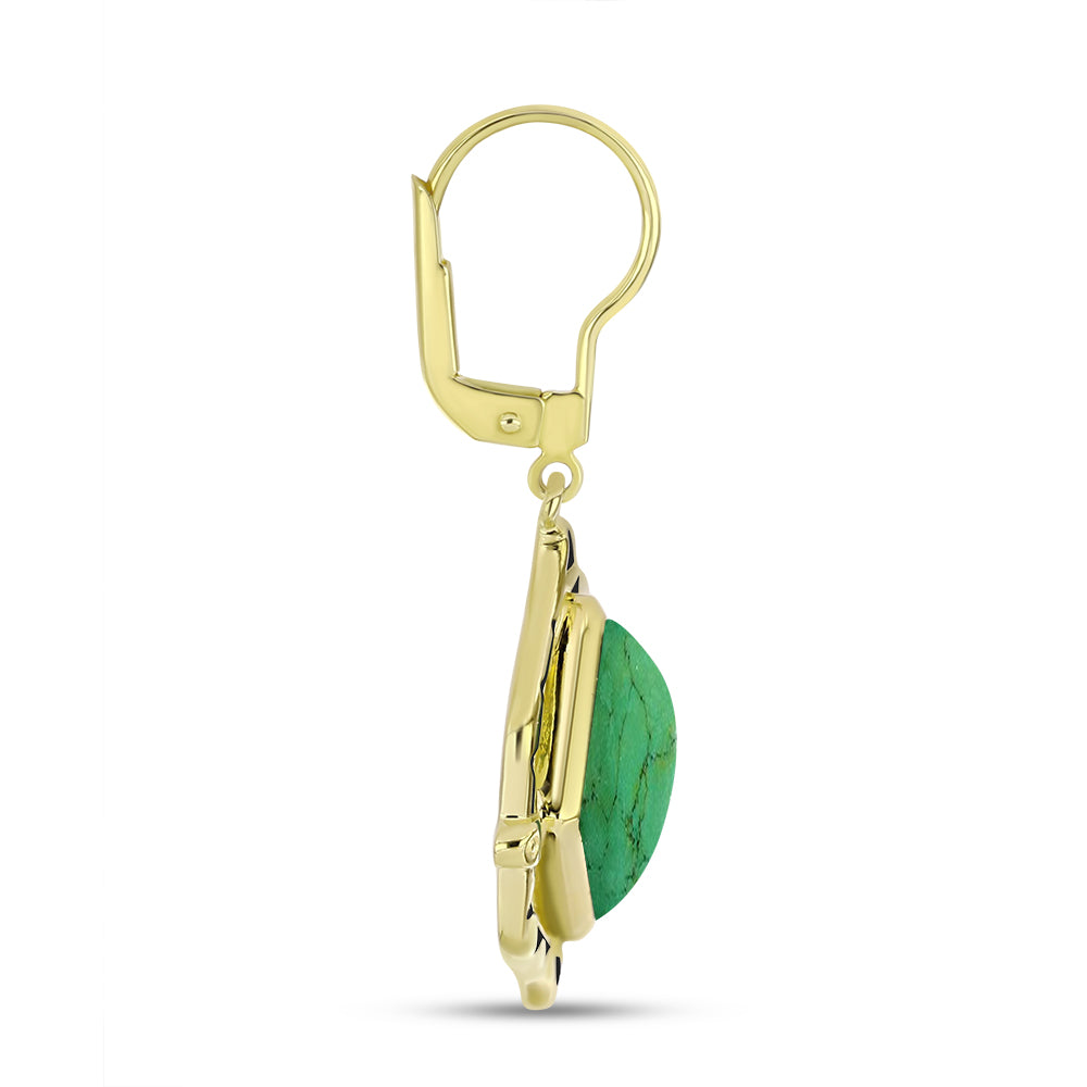 Brincos de Prata com Banho de Ouro com Mojave Tourcoaz Verde