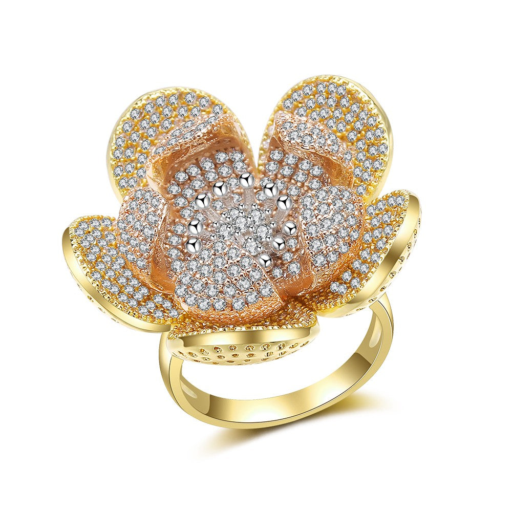 Anel de Liga de Ouro com Cristal Emporia® Branco