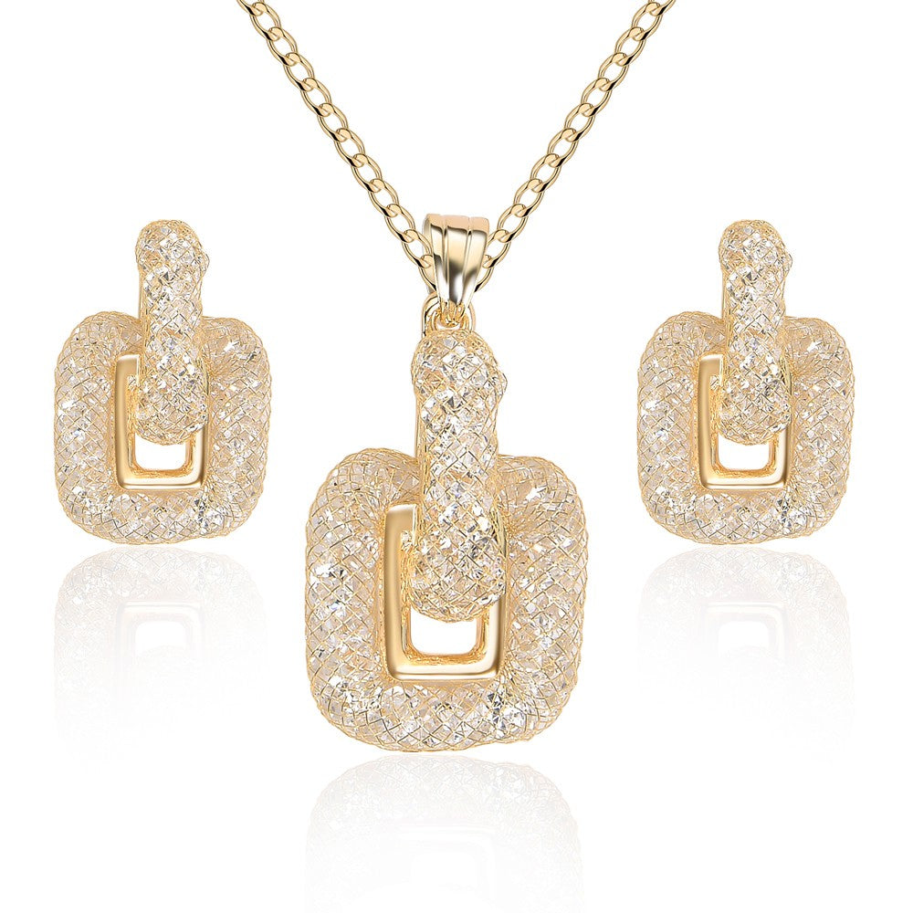 Conjunto de Liga de Ouro com Cristal Emporia® Branco