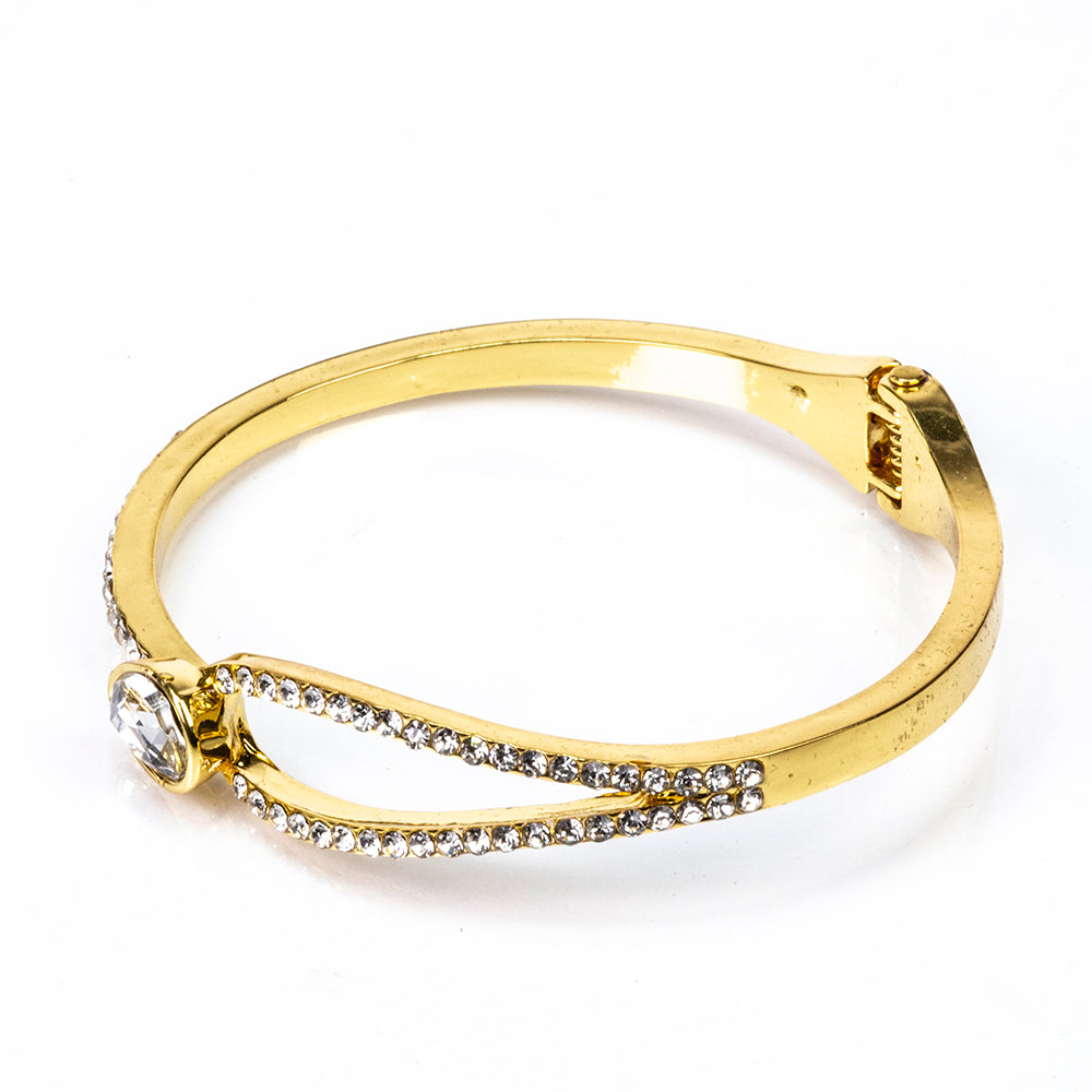 Conjunto de Liga de Ouro com Cristal Emporia® Branco ( Colar+Brincos+Pulseira+Pendente )